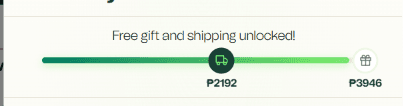 The cart drawer with the $50 gift tier active, showing the gift-selection grid and a progress indicator toward the $90 tier.